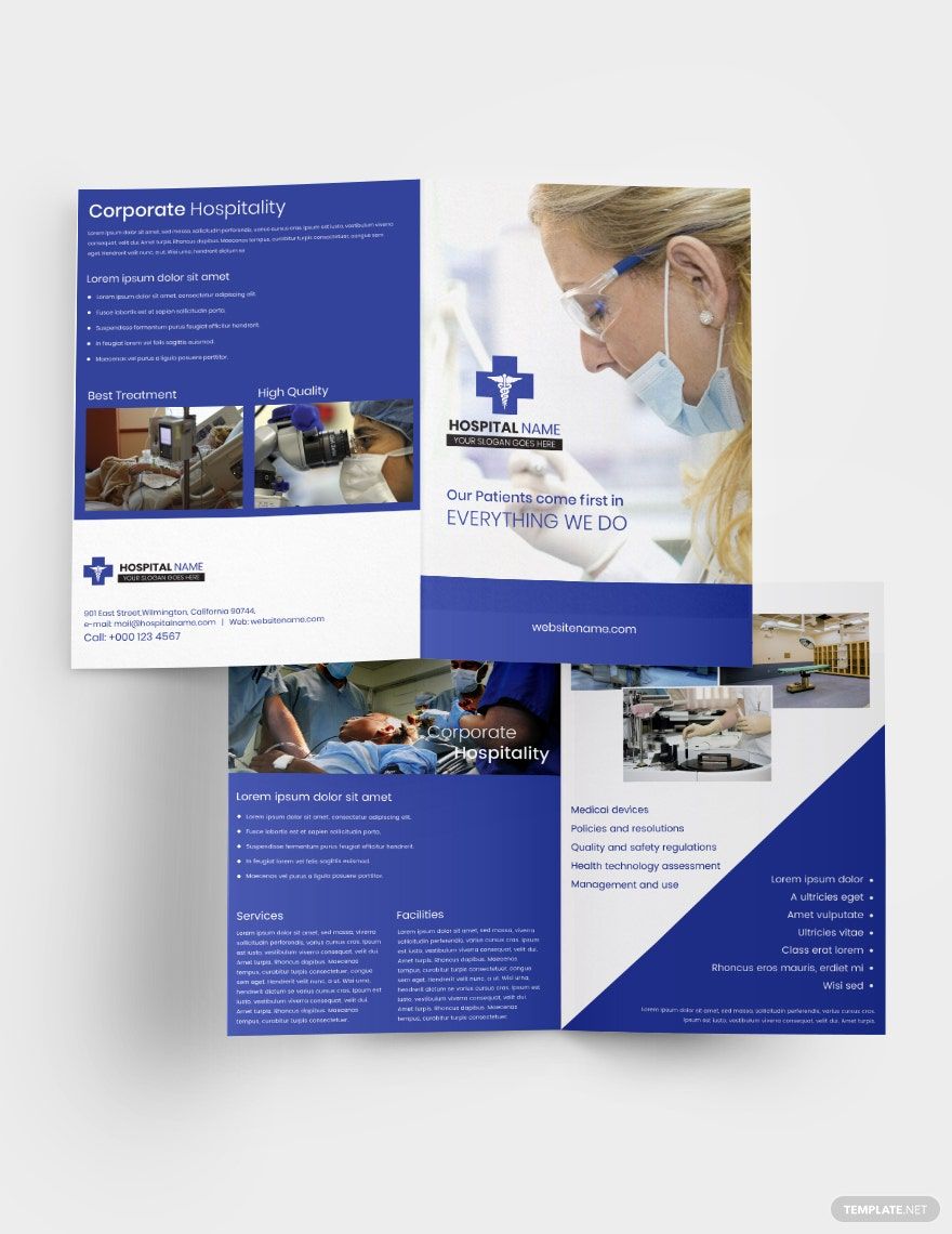Healthcare Bi-fold Brochure in Illustrator, PSD, InDesign