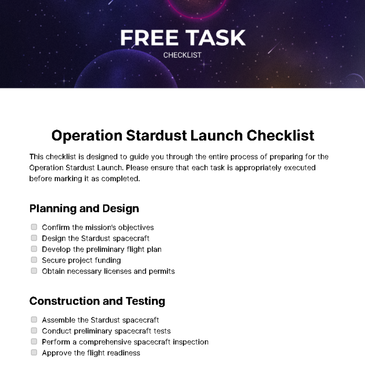 Task Checklist Template - Edit Online & Download