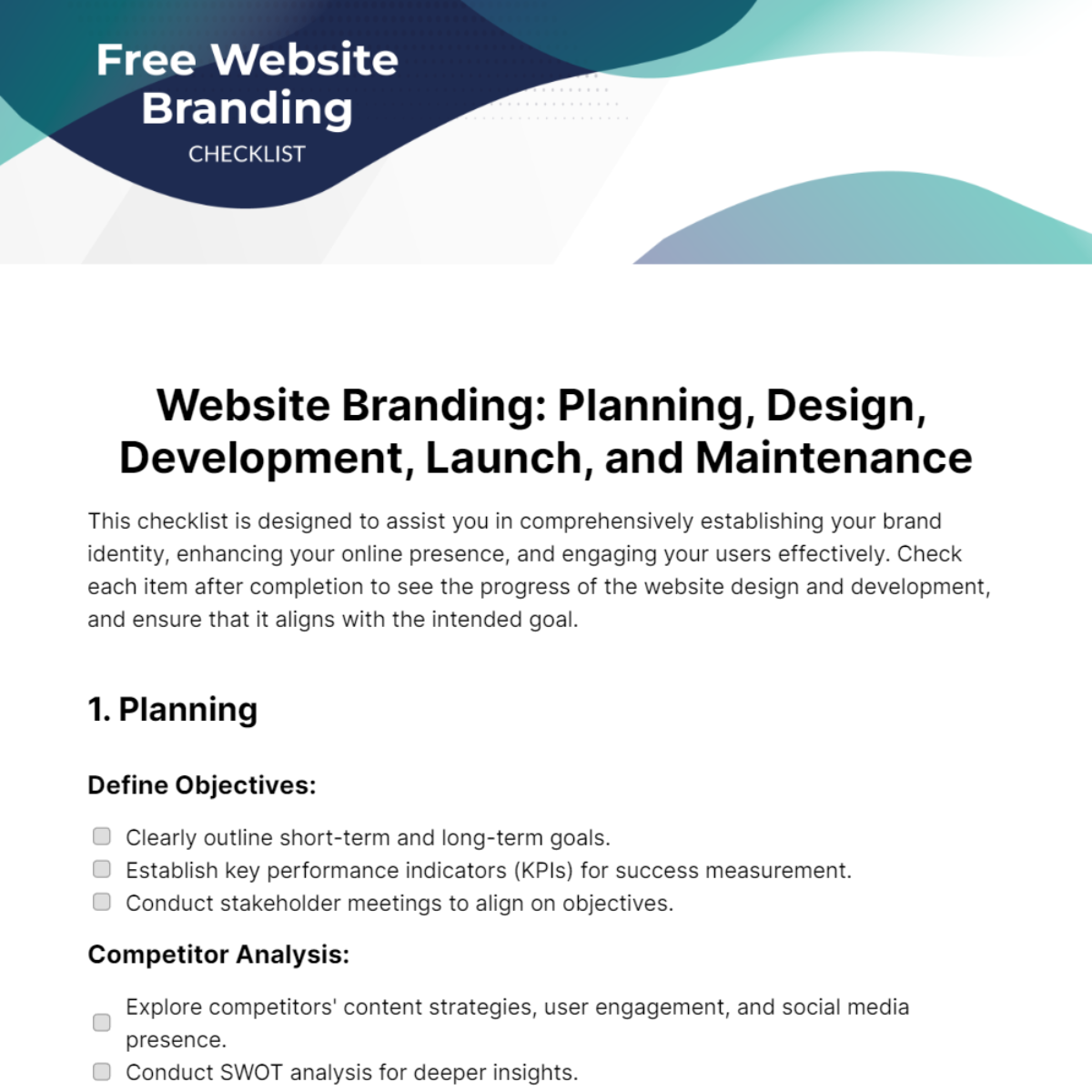 Free Website Branding Checklist Template