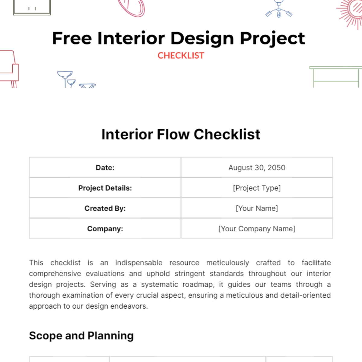 Interior Design Project Checklist Template