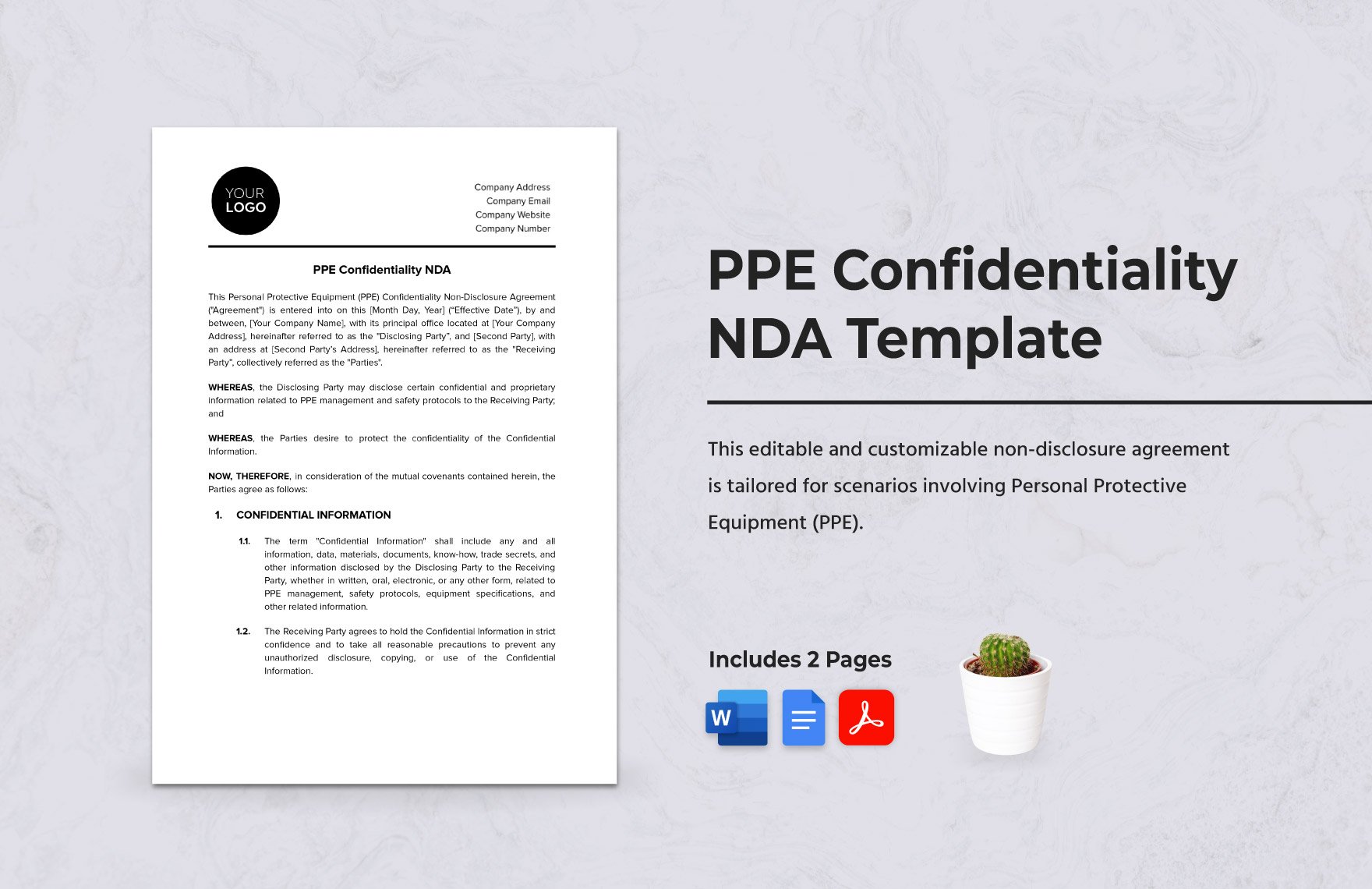 PPE Confidentiality NDA Template