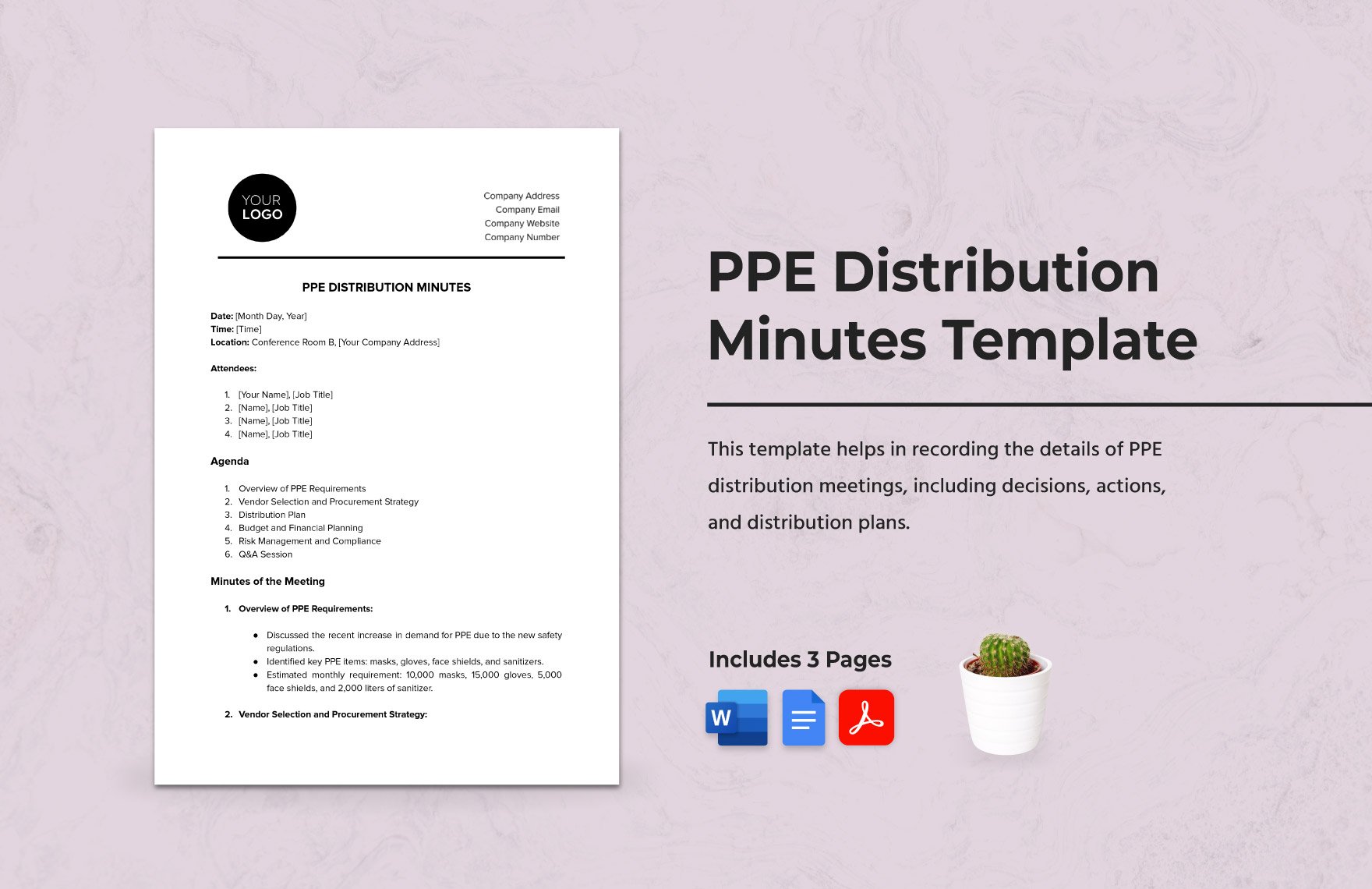 PPE Distribution Minutes Template 