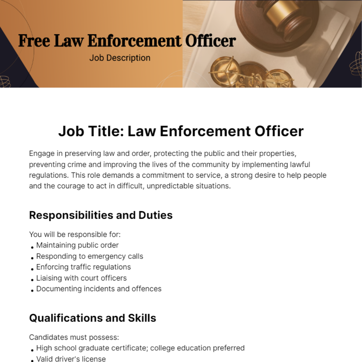 FREE Law Enforcement Security Job Description Templates Examples 