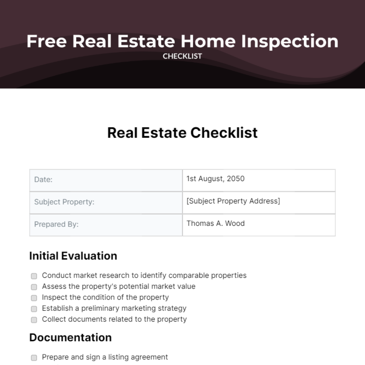 FREE Real Estate Checklist Templates & Examples - Edit Online ...