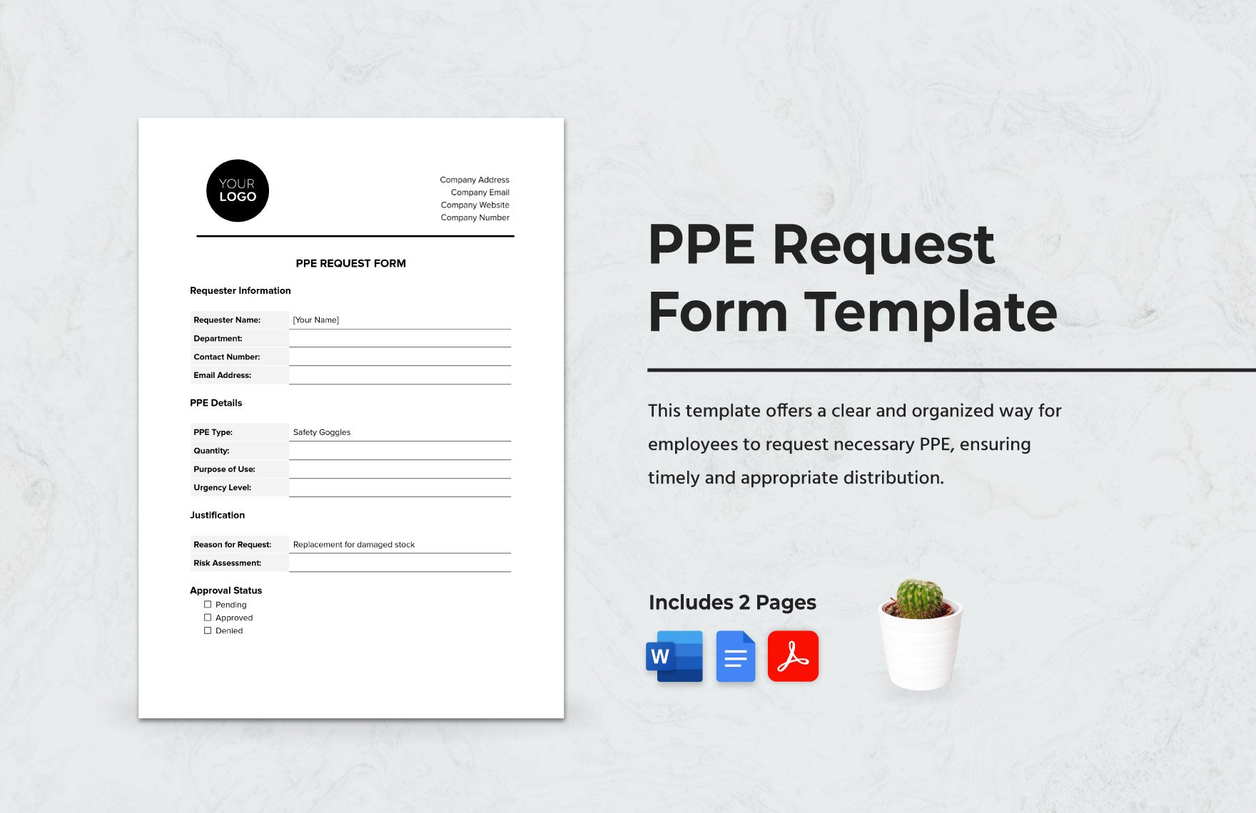 PPE Request Form Template