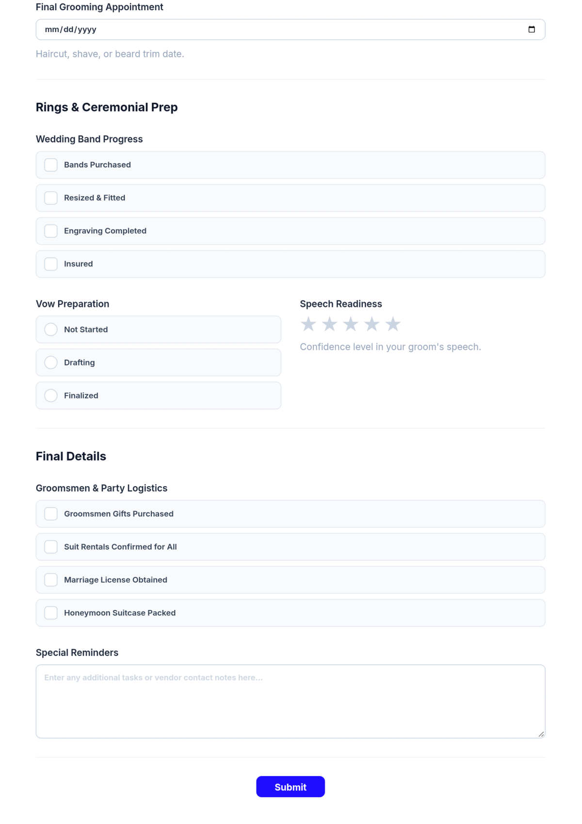 Free Wedding Groom Checklist Template & AI Maker Free Wedding Groom Checklist Template & AI Maker