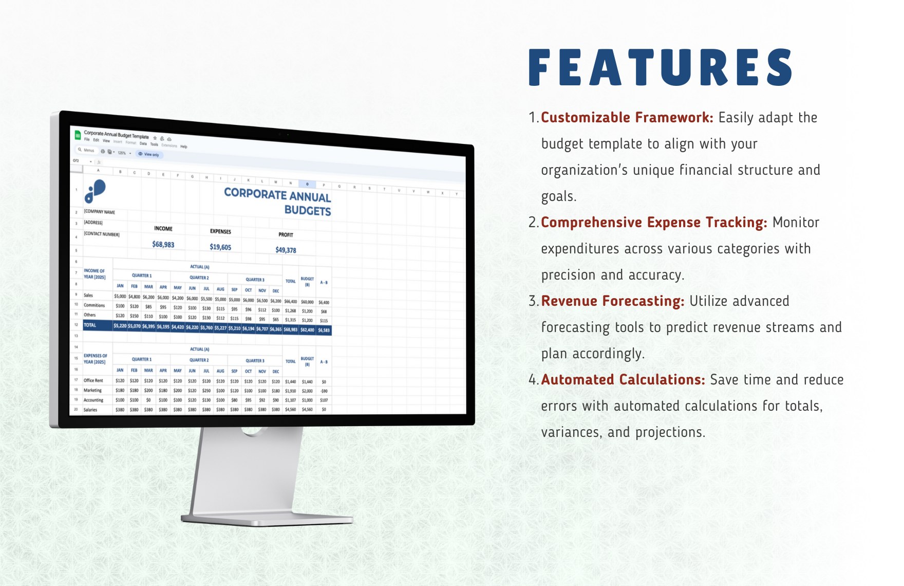 Corporate Annual Budget Template