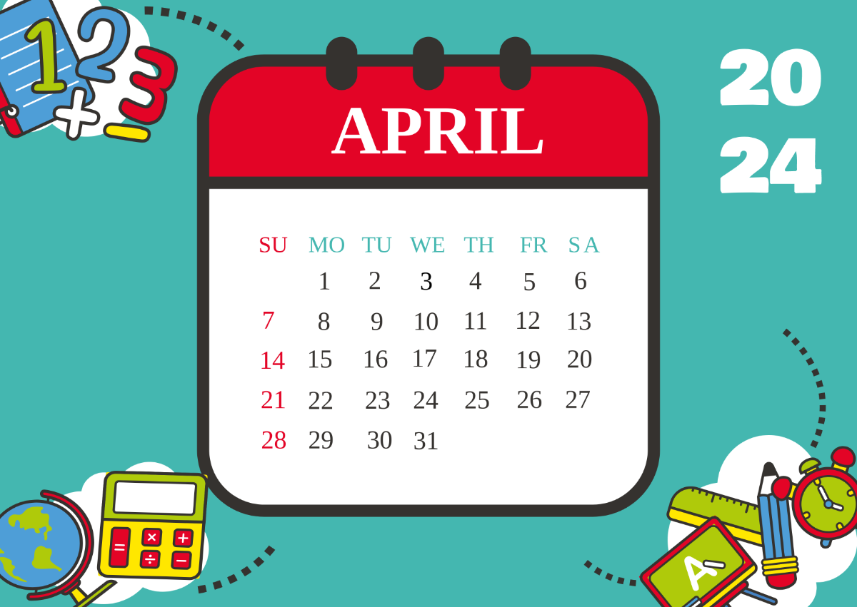 April 2024 School Calendar Template
