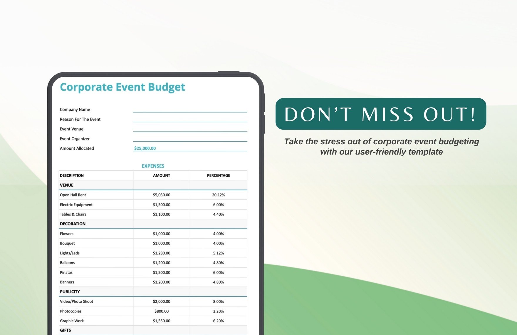 Corporate Event Budget Template