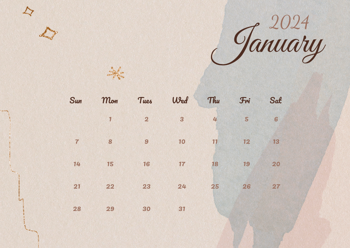 Aesthetic January Calendar 2024 Template