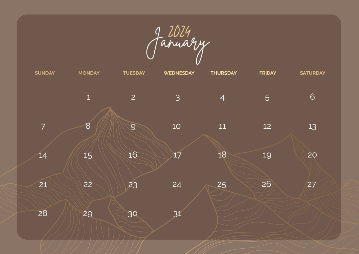 FREE January Calendar 2024 Templates & Examples Edit Online