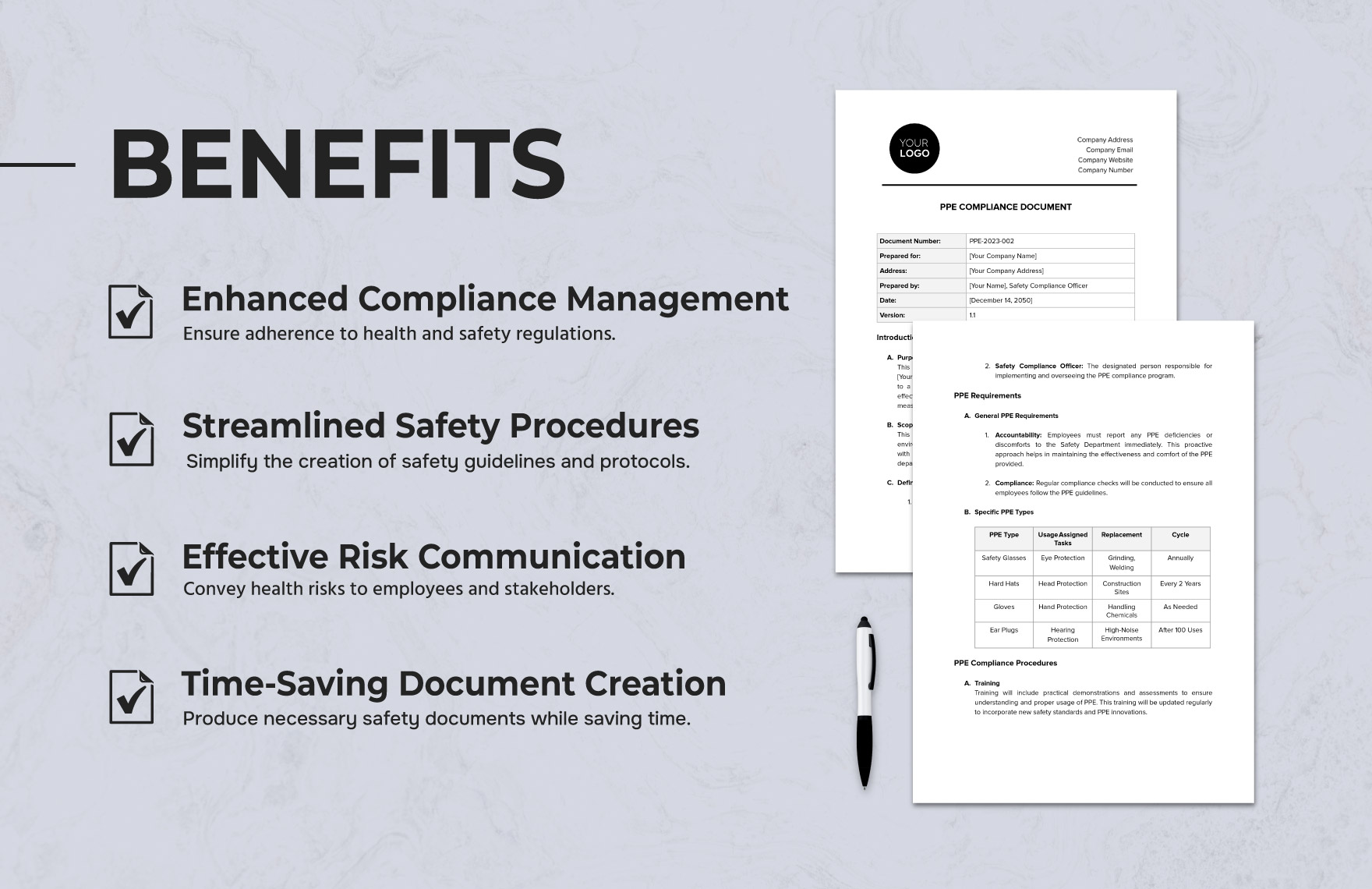 PPE Compliance Document Template