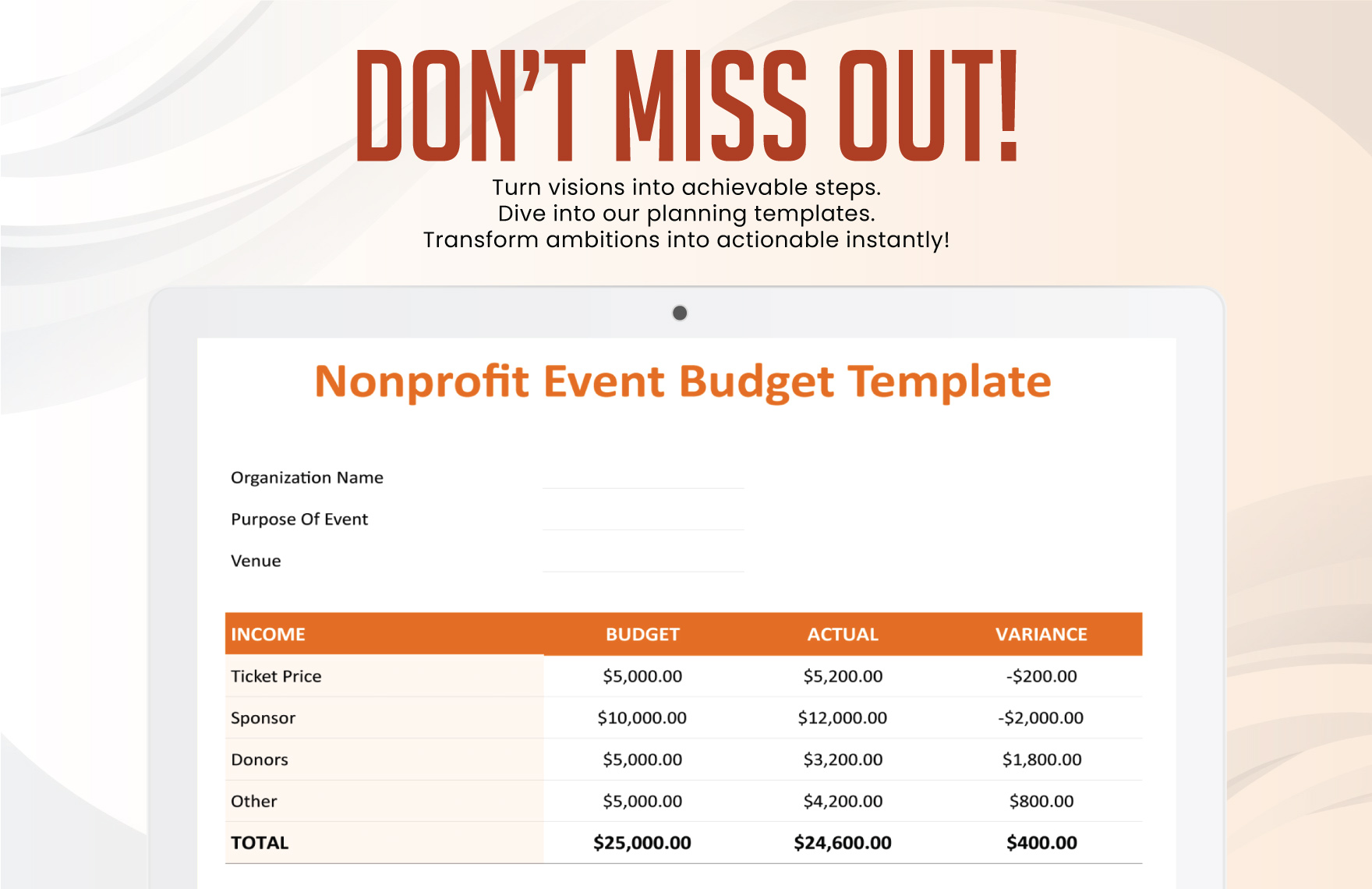 Nonprofit Event Budget Template