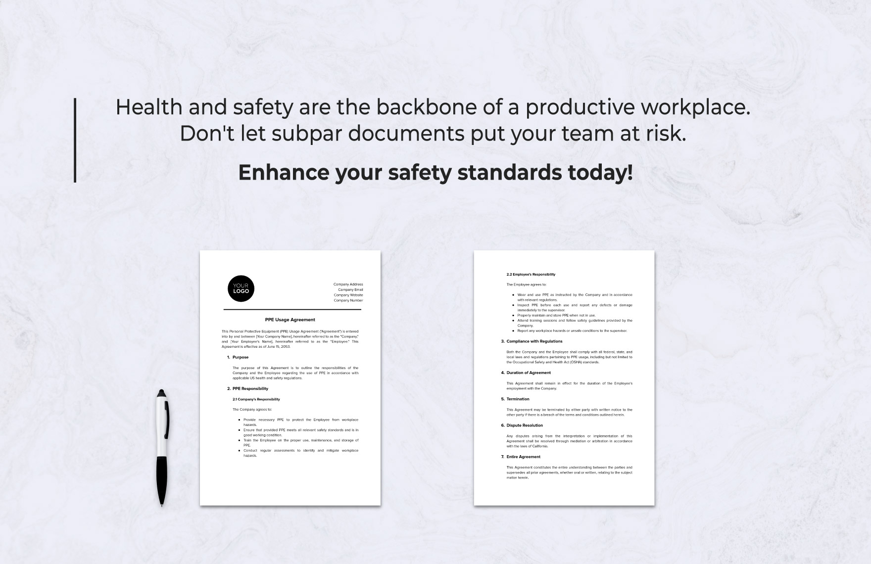PPE Usage Agreement Template