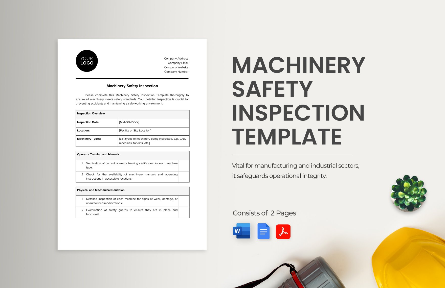 Machinery Safety Inspection Template