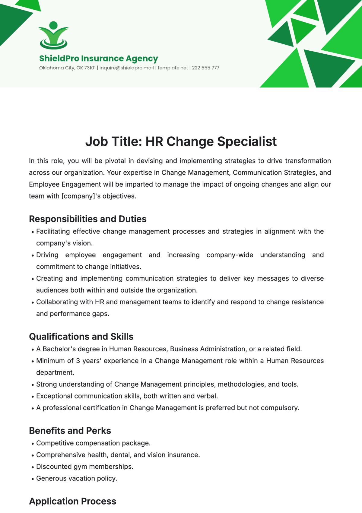 Human Resources (HR) Change Specialist Job Description Template - Edit Online & Download