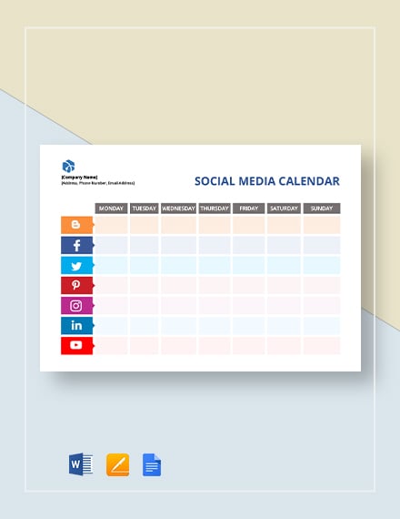 blank social media calendar 2
