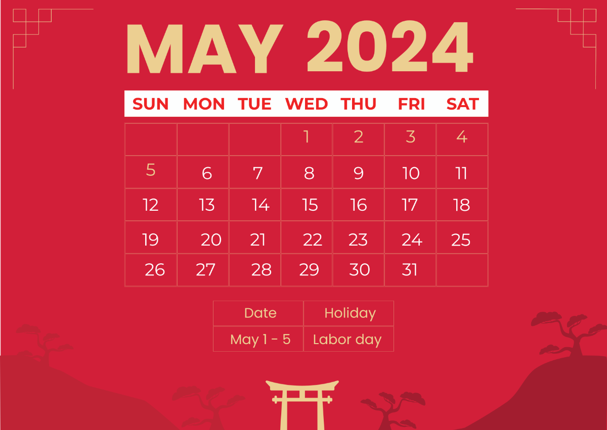 May 2024 Chinese Calendar Template