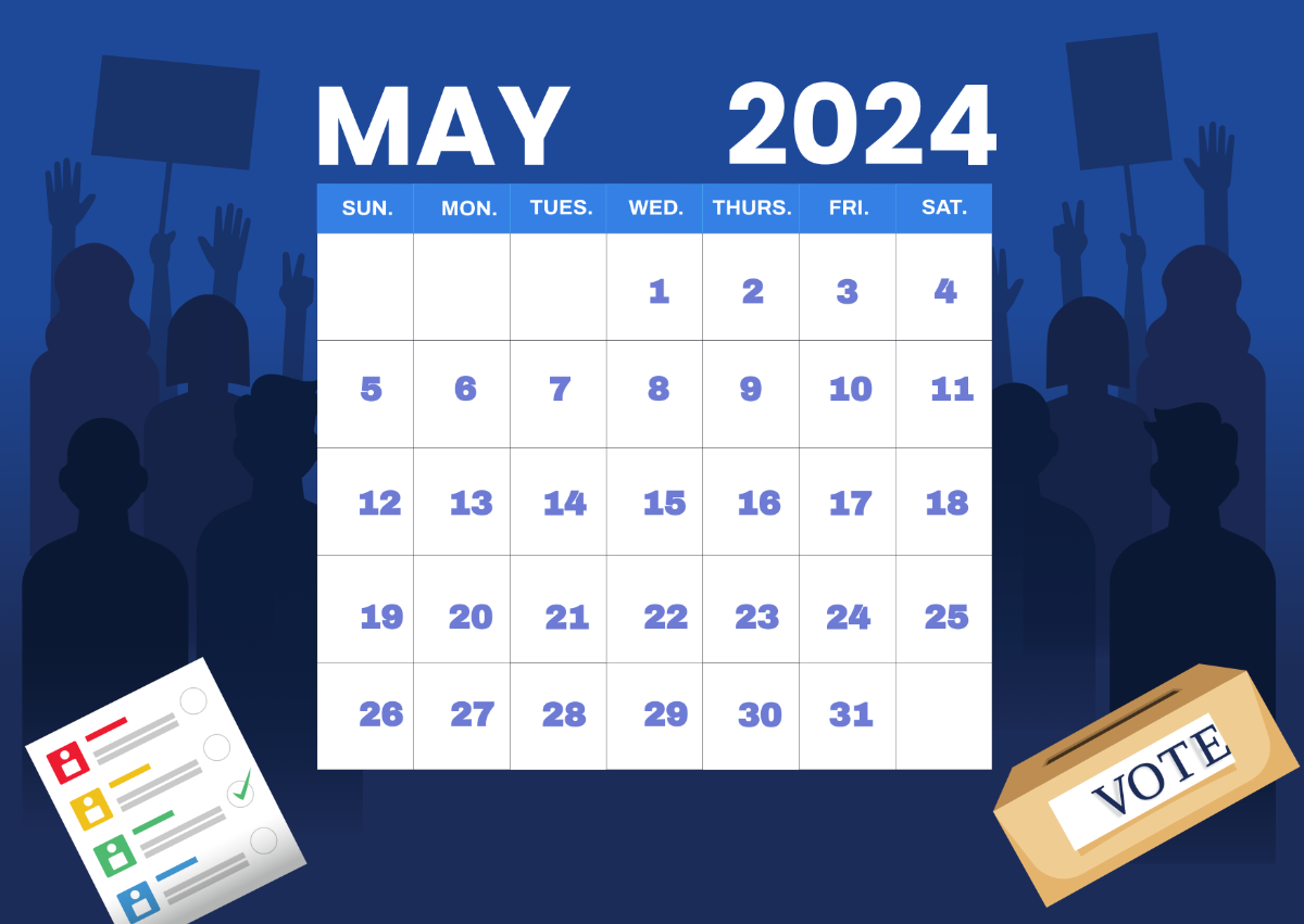 Free May 2024 Election Calendar Template