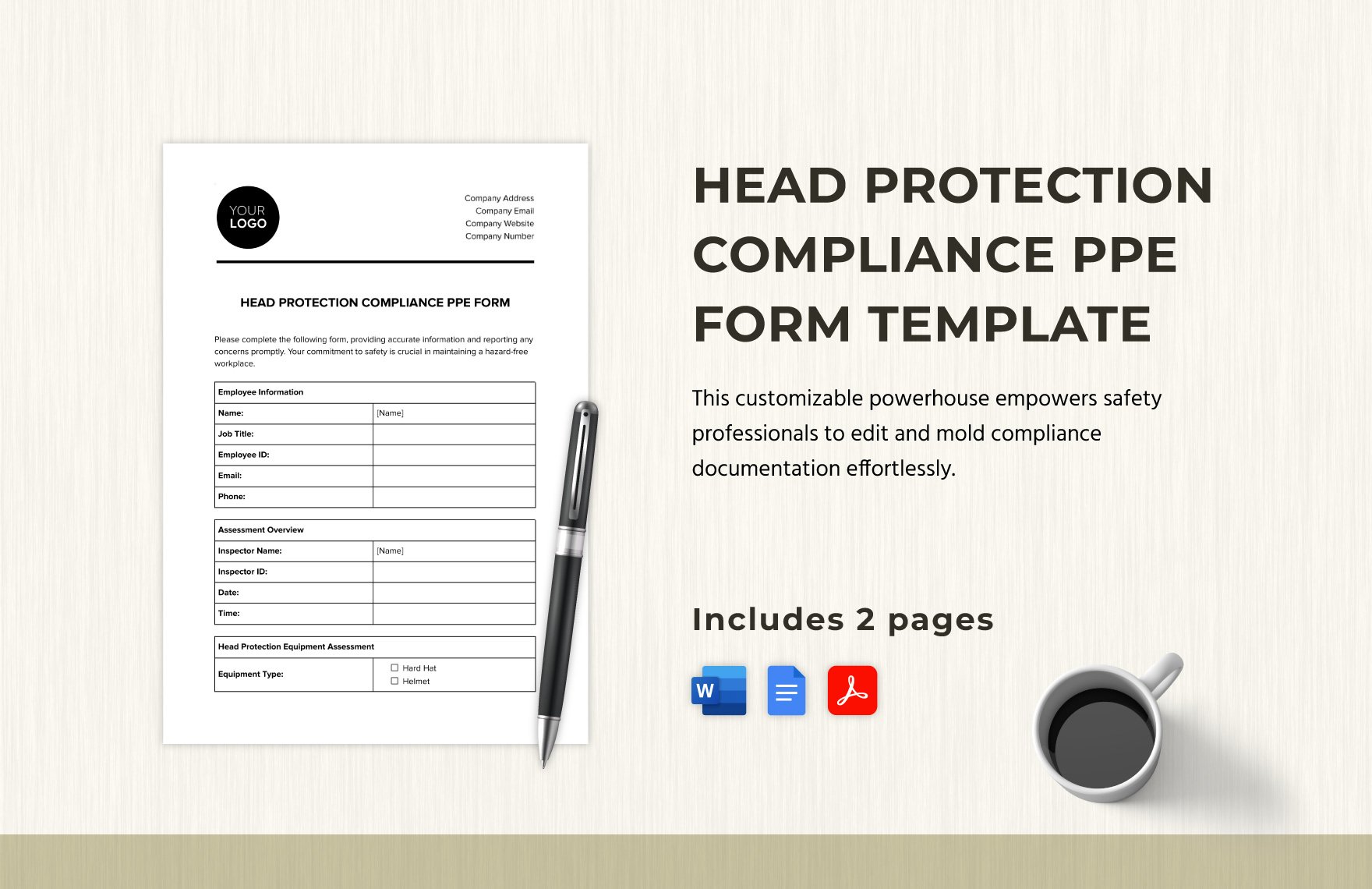 Head Protection Compliance PPE Form Template