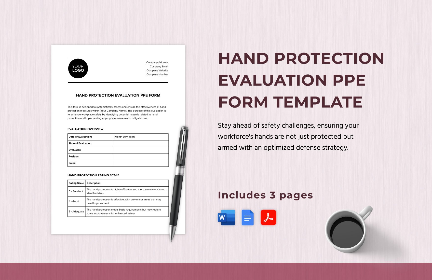 Hand Protection Evaluation PPE Form Template