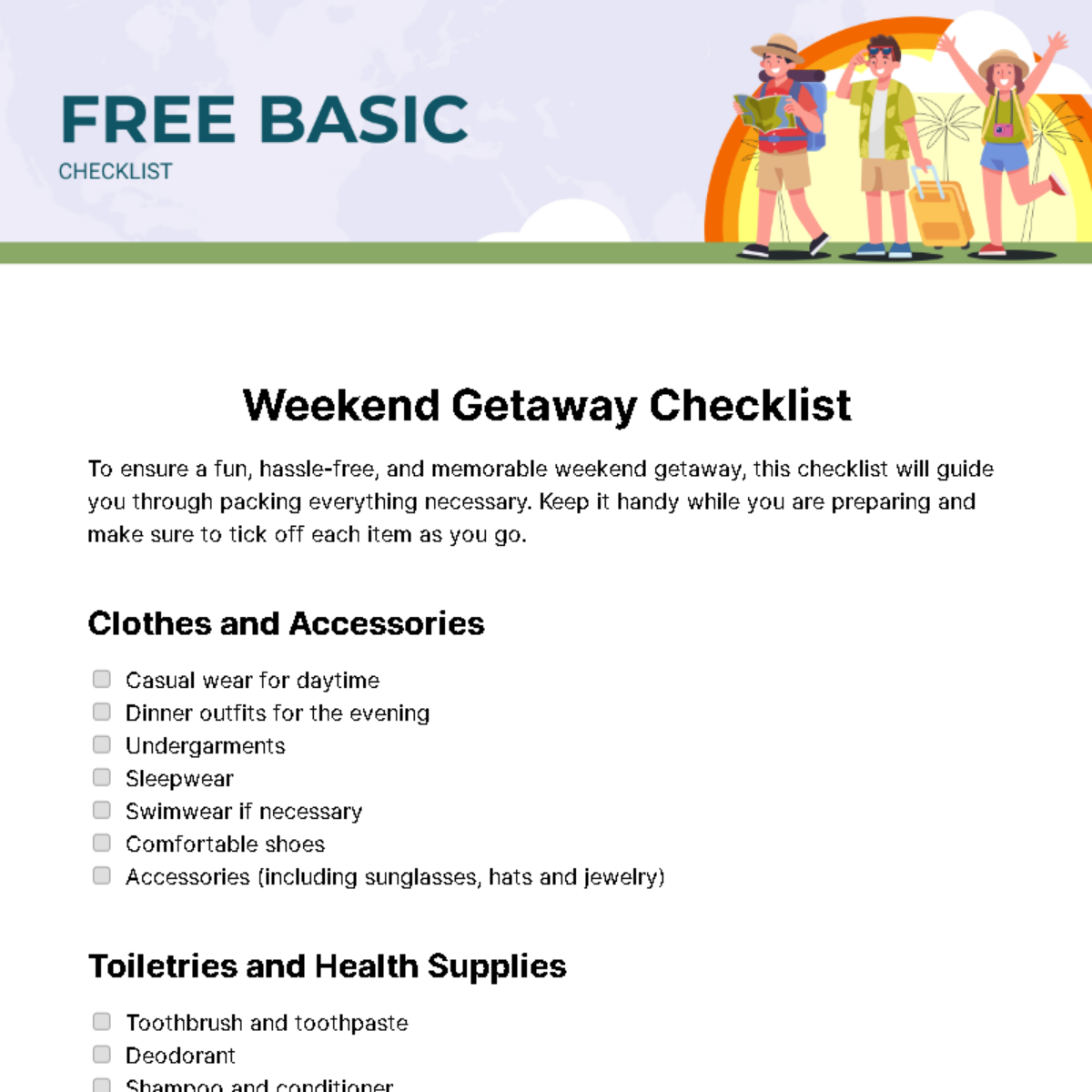 Basic Checklist Template - Edit Online & Download