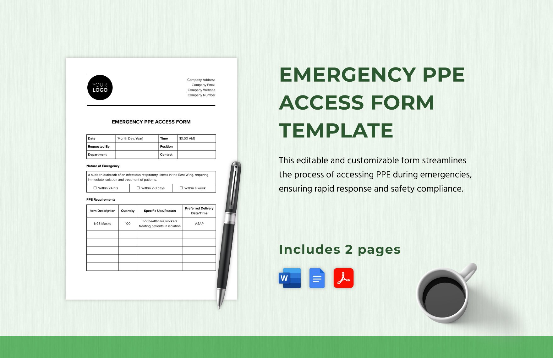 Emergency PPE Access Form Template