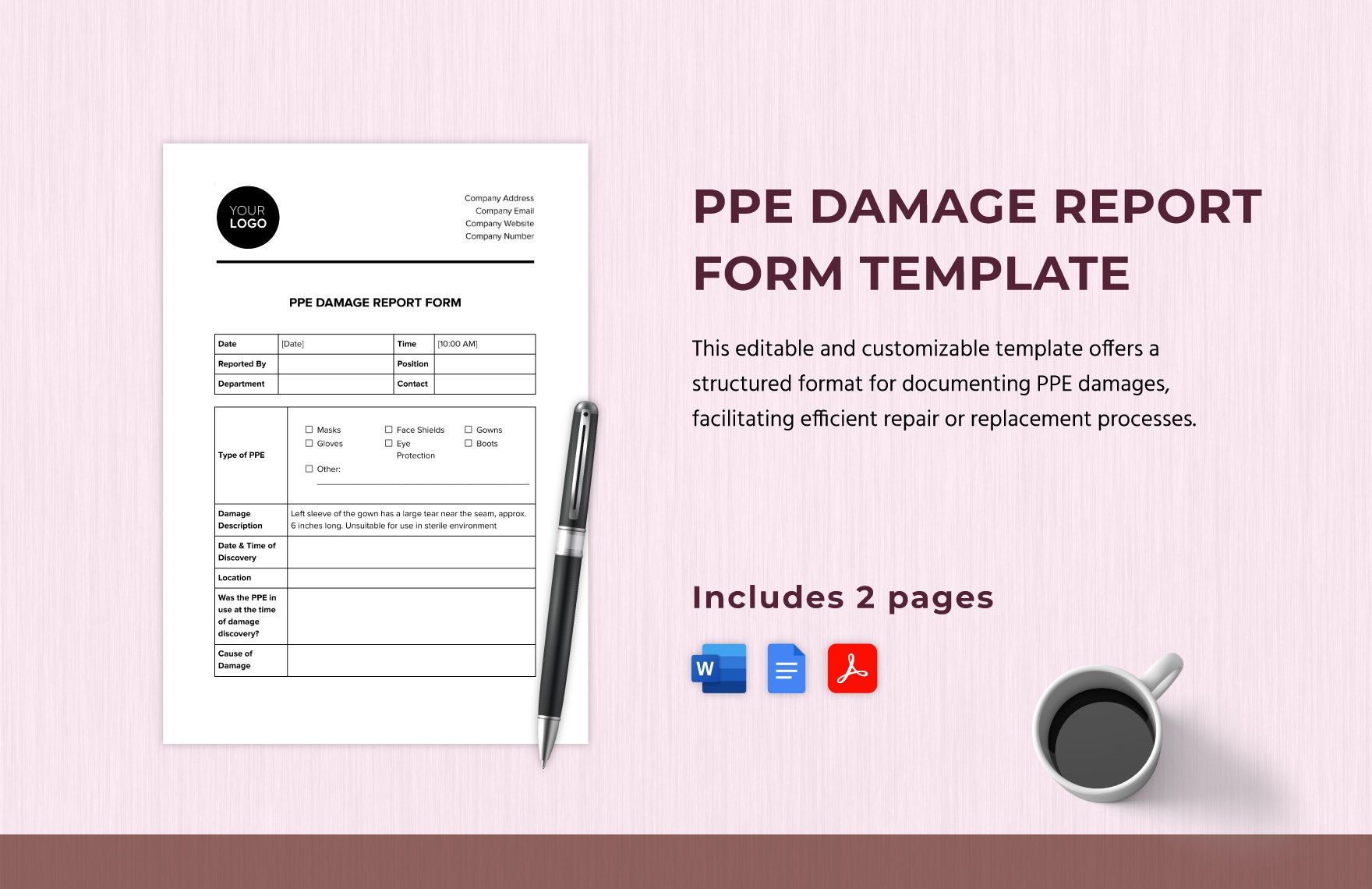 PPE Damage Report Form Template