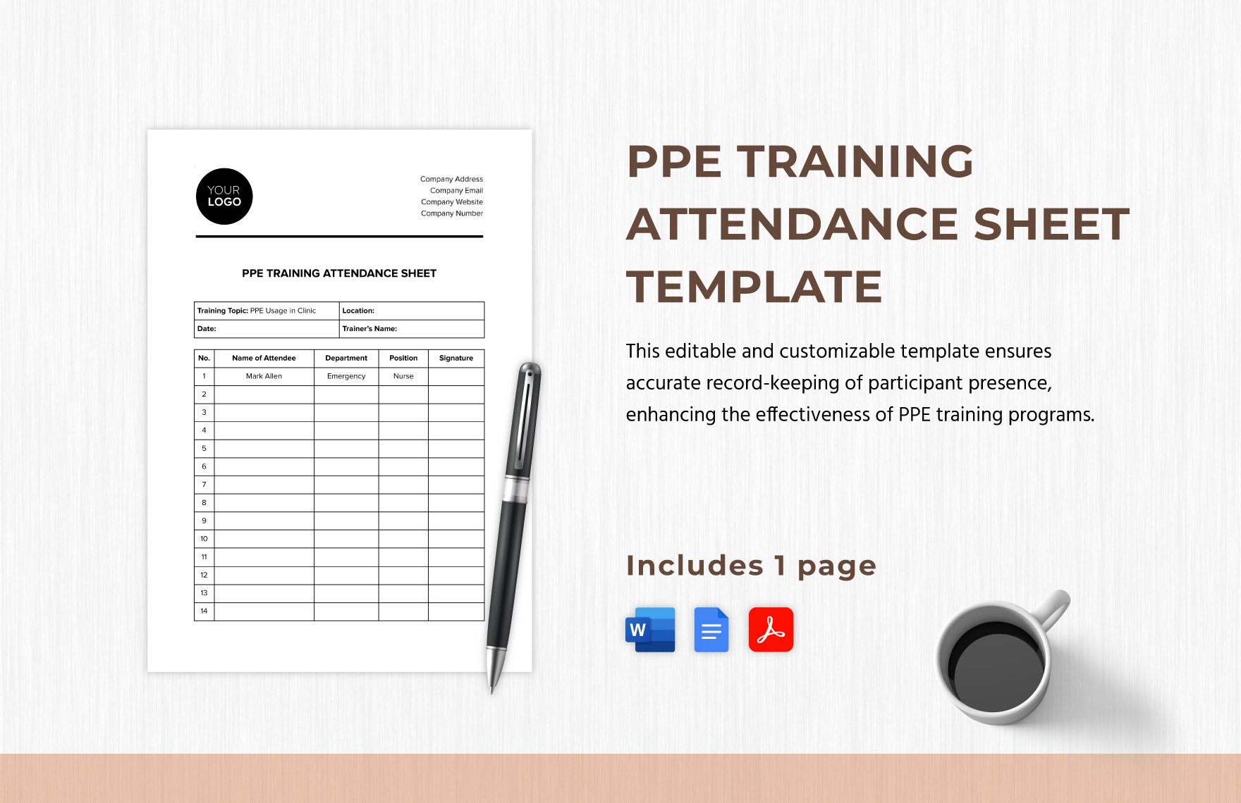 PPE Training Attendance Sheet Template