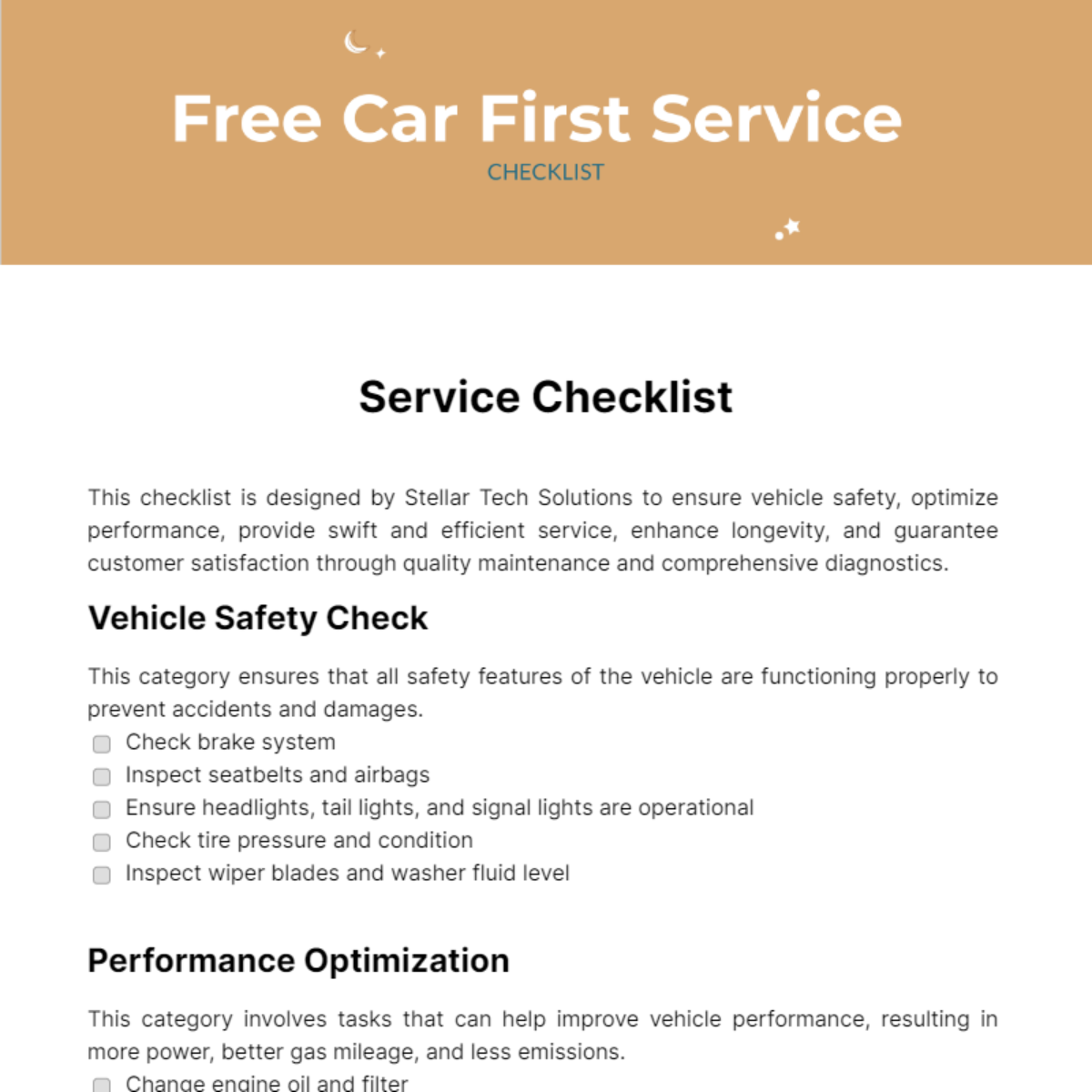 FREE Service Checklist Templates & Examples - Edit Online & Download ...