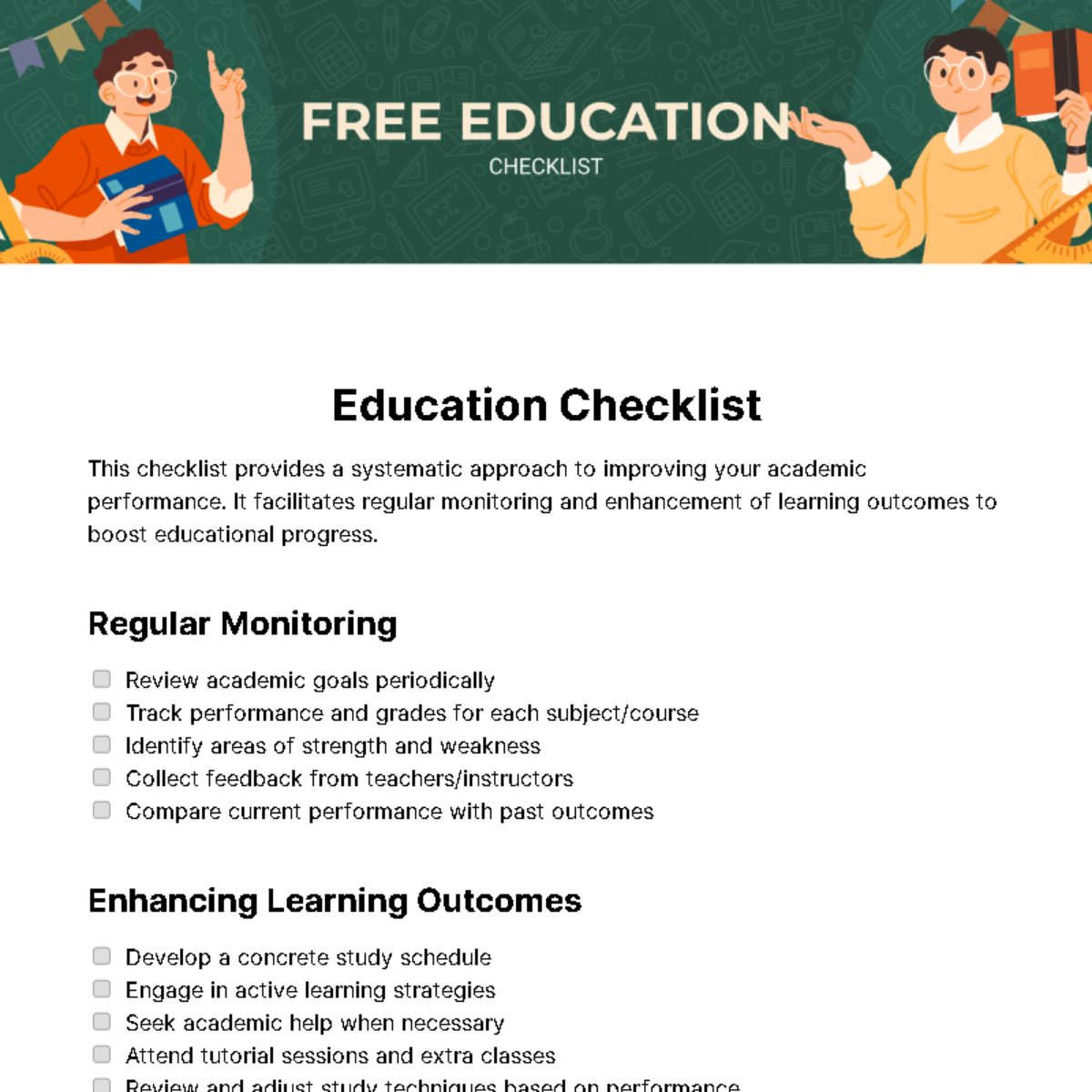 Education Checklist Template - Edit Online & Download