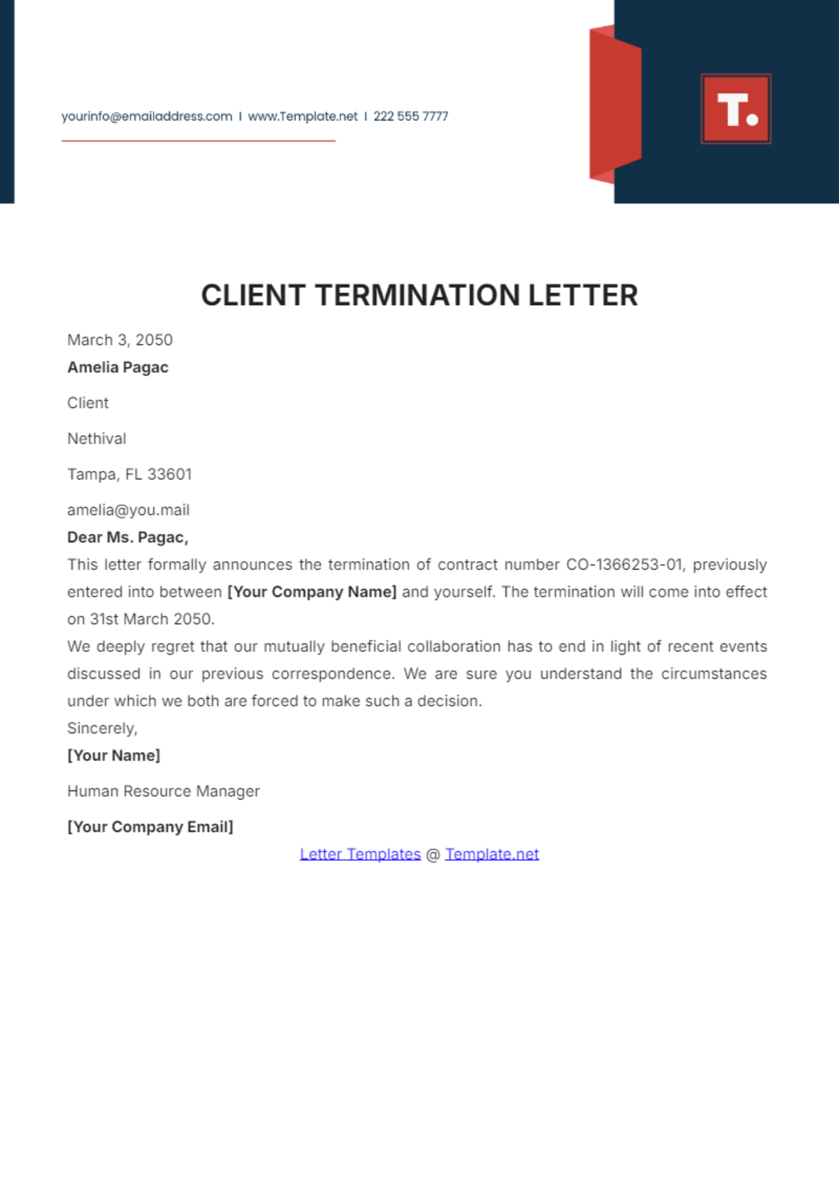 Client Termination Letter Template - Edit Online & Download