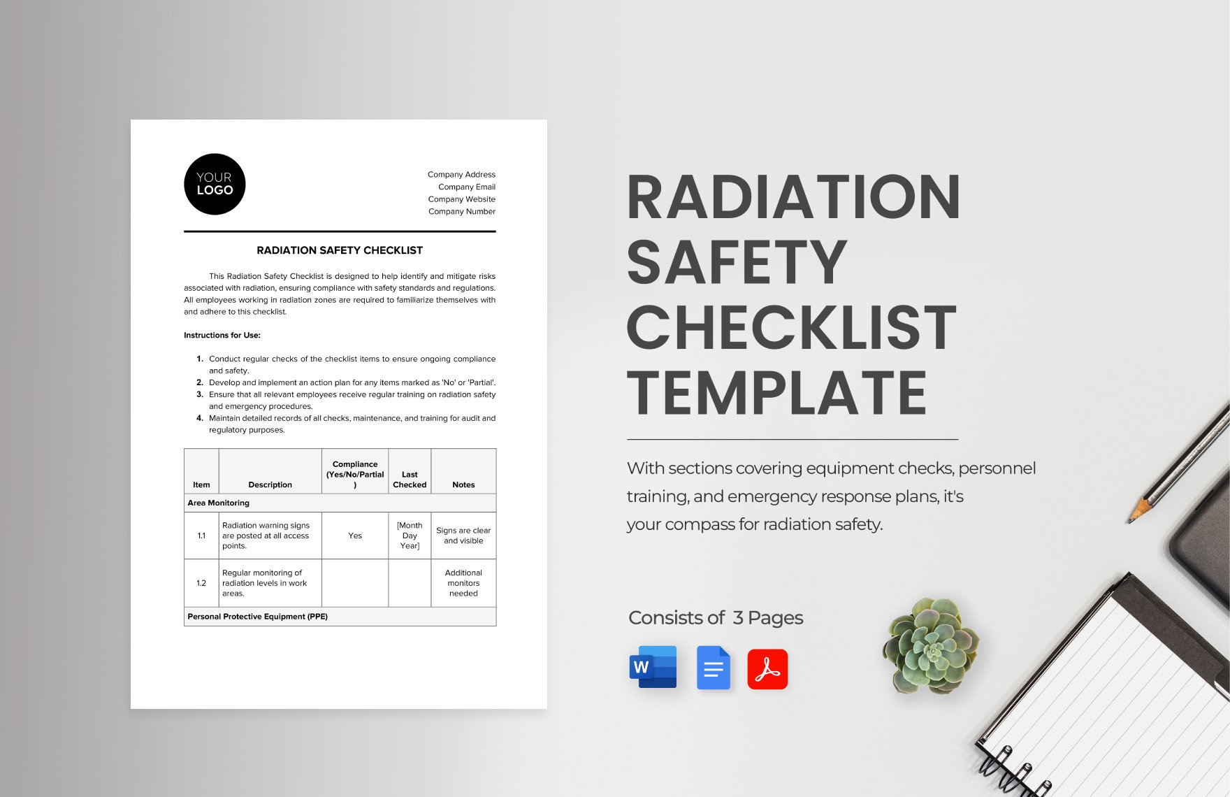 Radiation Safety Checklist Template