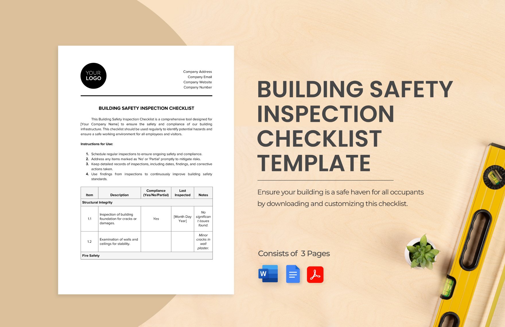 Building Safety Inspection Checklist Template