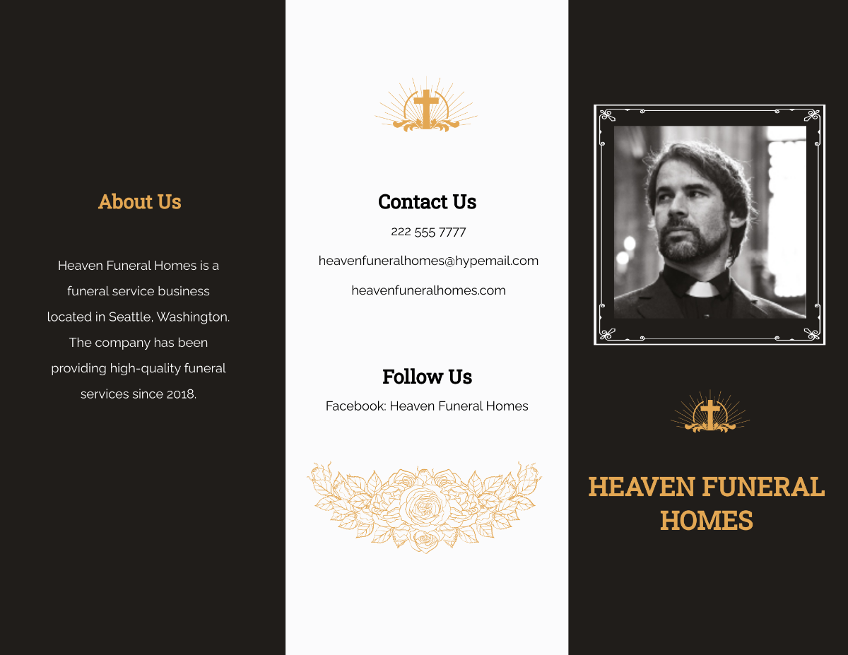 Free Catholic Funeral Memorial Tri-Fold Brochure Template