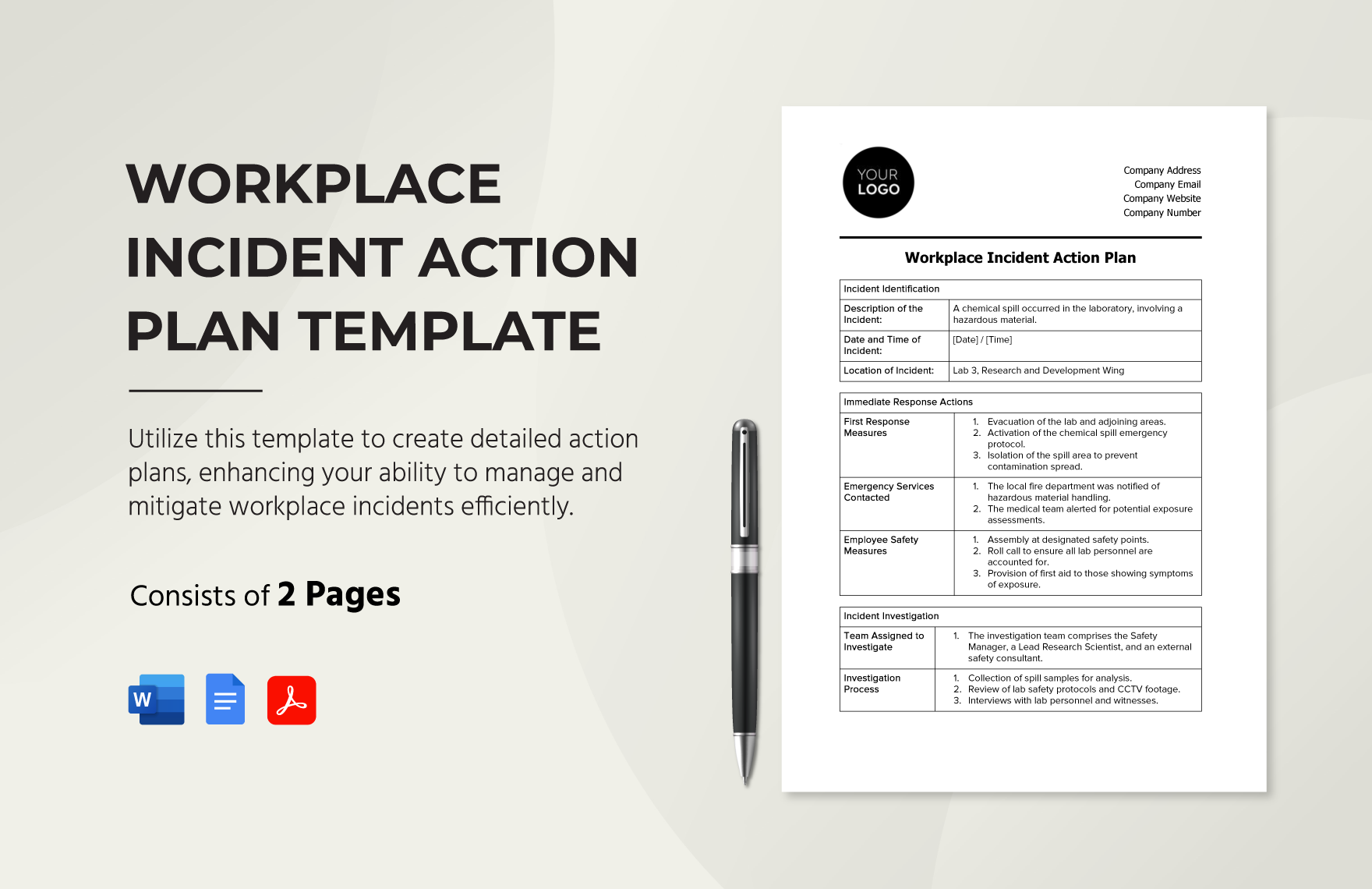 Workplace Incident Action Plan Template
