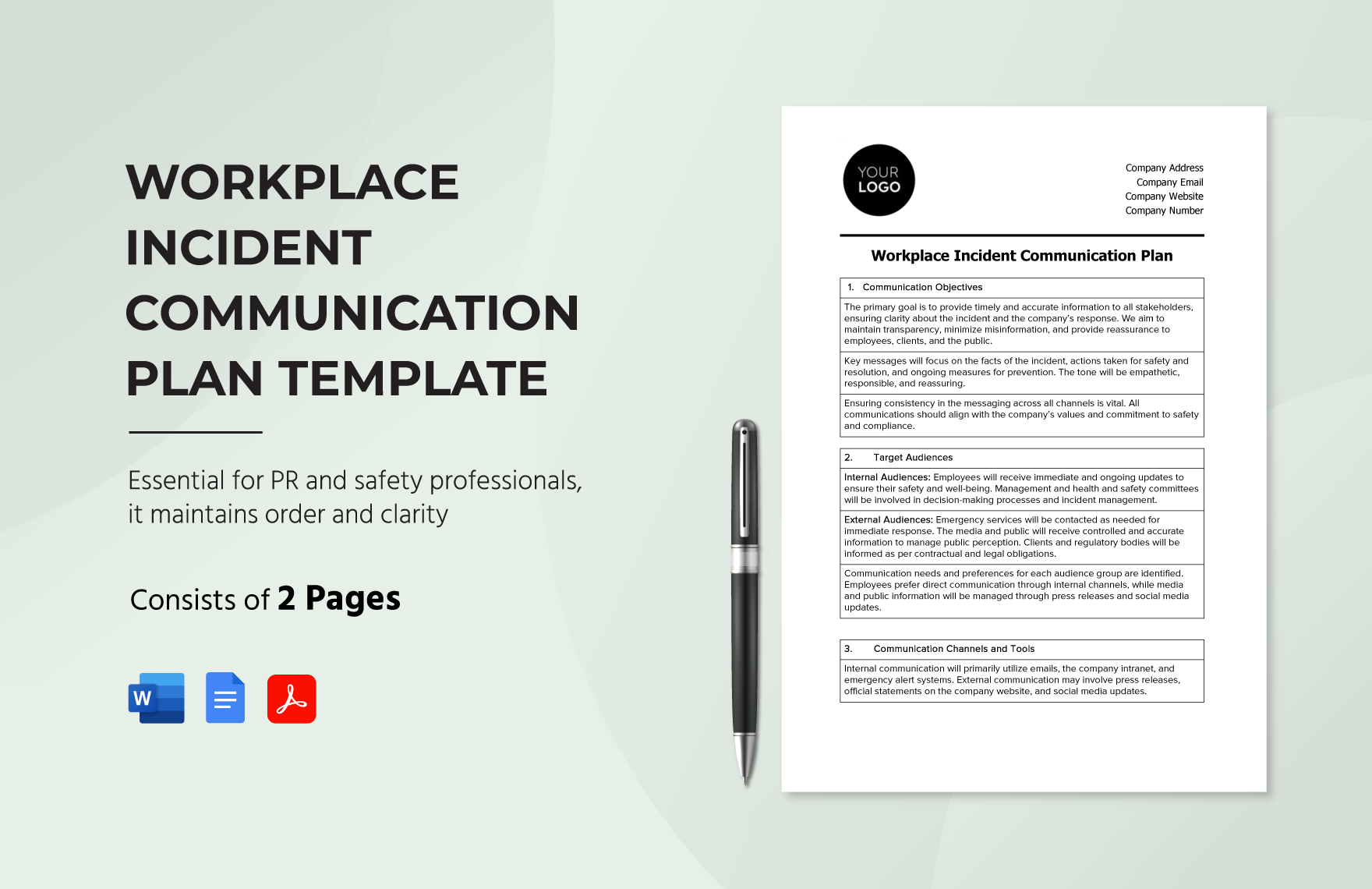 Workplace Incident Communication Plan Template