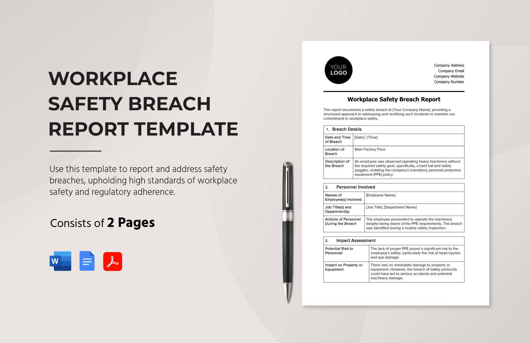 Workplace Safety Breach Report Template