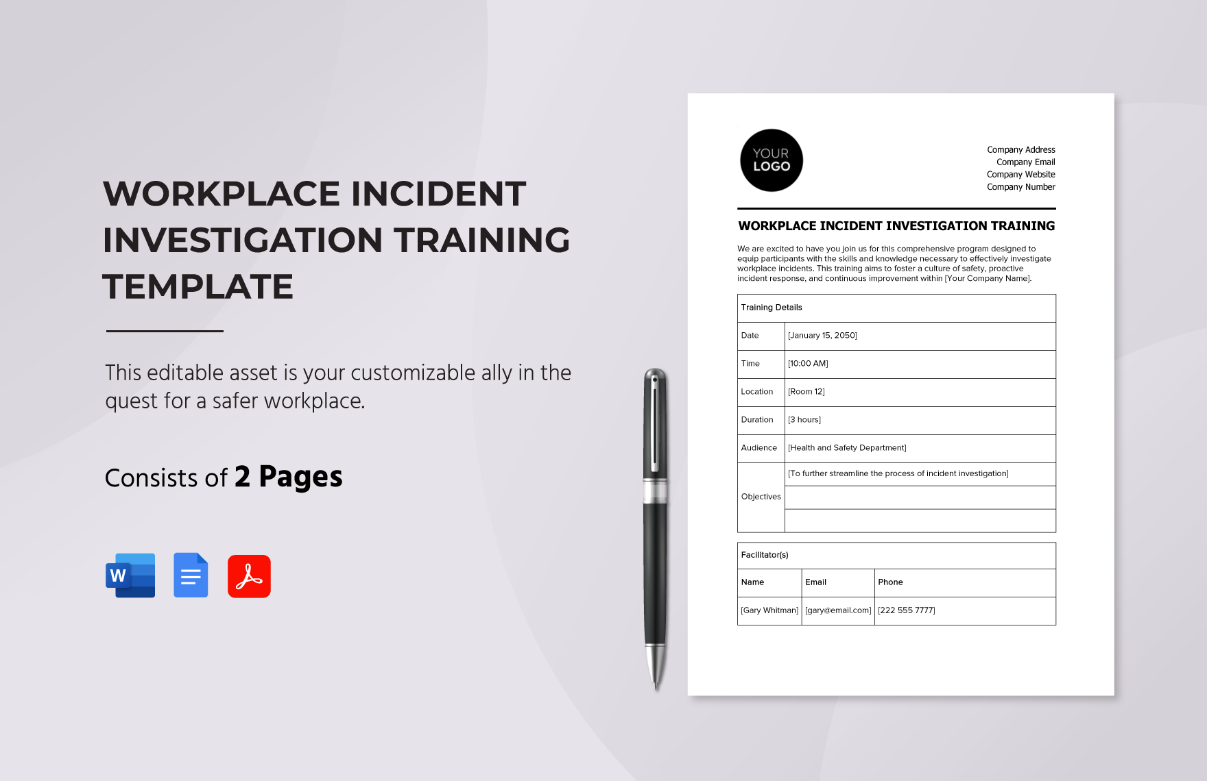 Workplace Incident Investigation Training Template