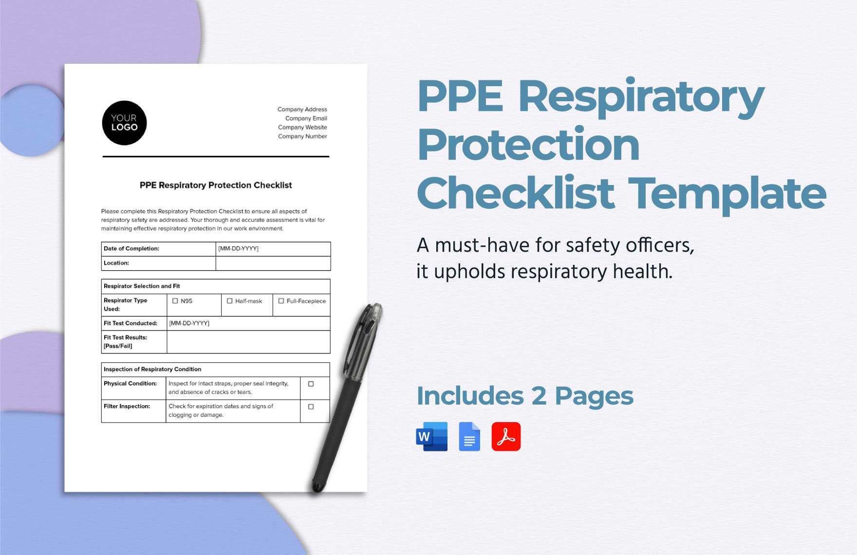 PPE Respiratory Protection Checklist Template