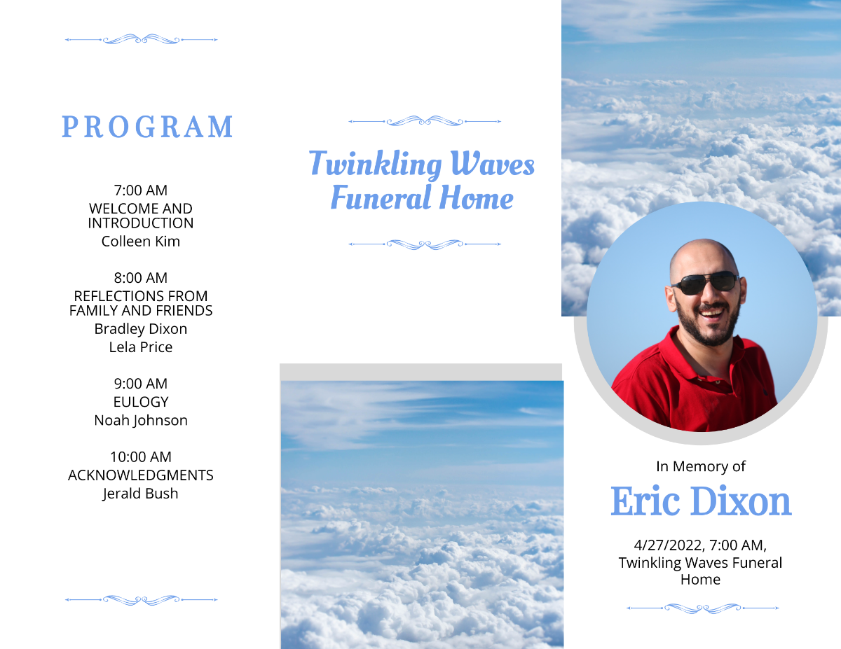 Christian Funeral Obituary Tri-Fold Brochure Template