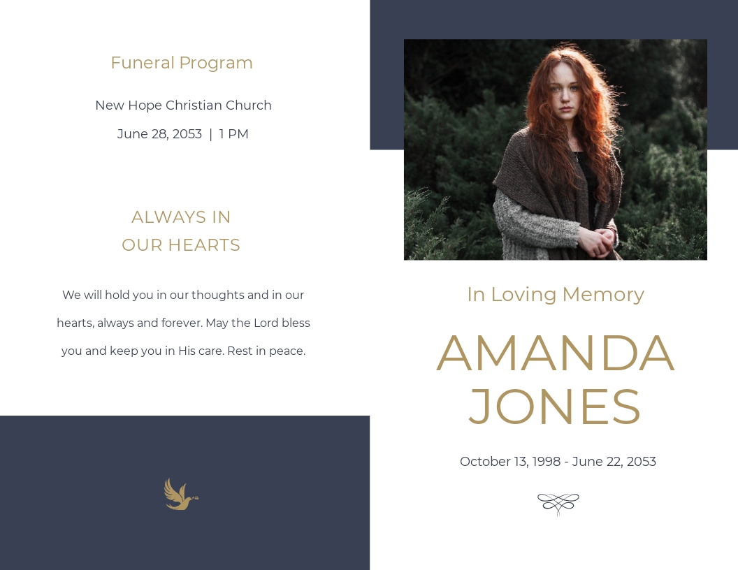 Christian Funeral Program BiFold Brochure Template in Google Docs