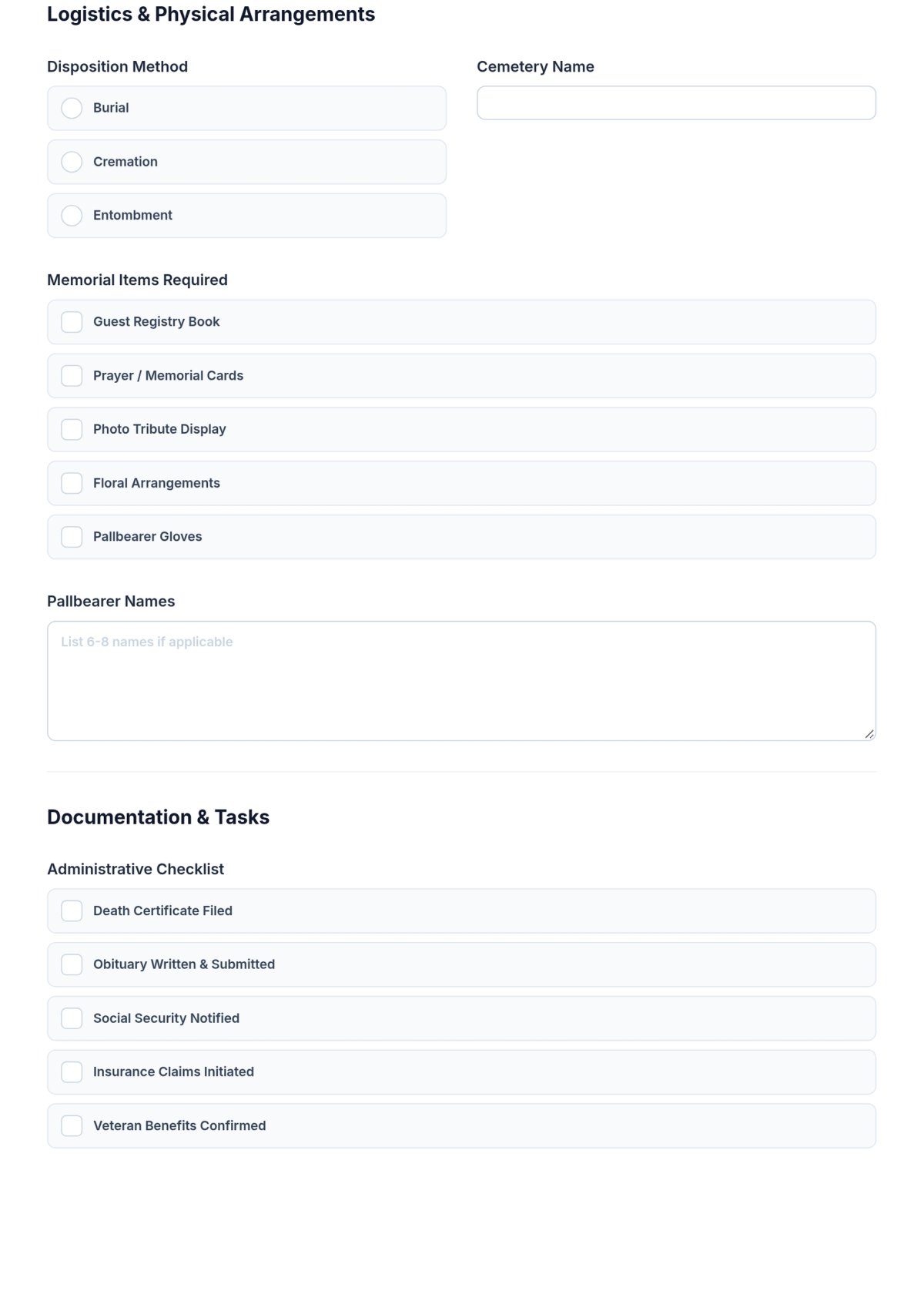 Free Funeral Service Checklist Template & AI Maker Free Funeral Service Checklist Template & AI Maker