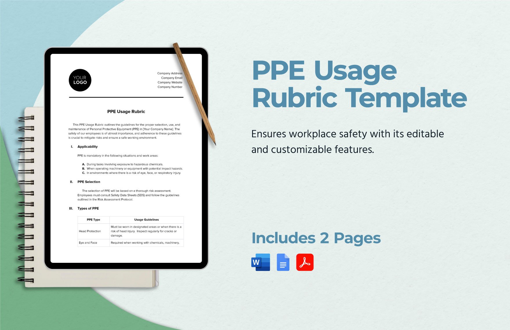 PPE Usage Rubric Template