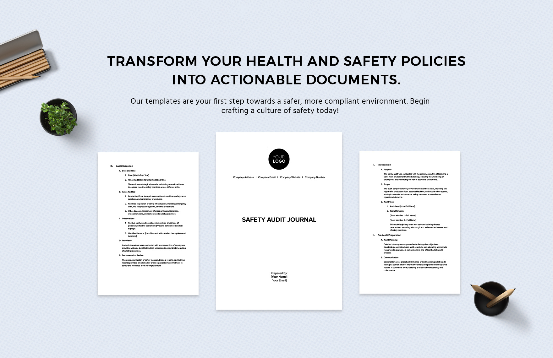 Safety Audit Journal Template
