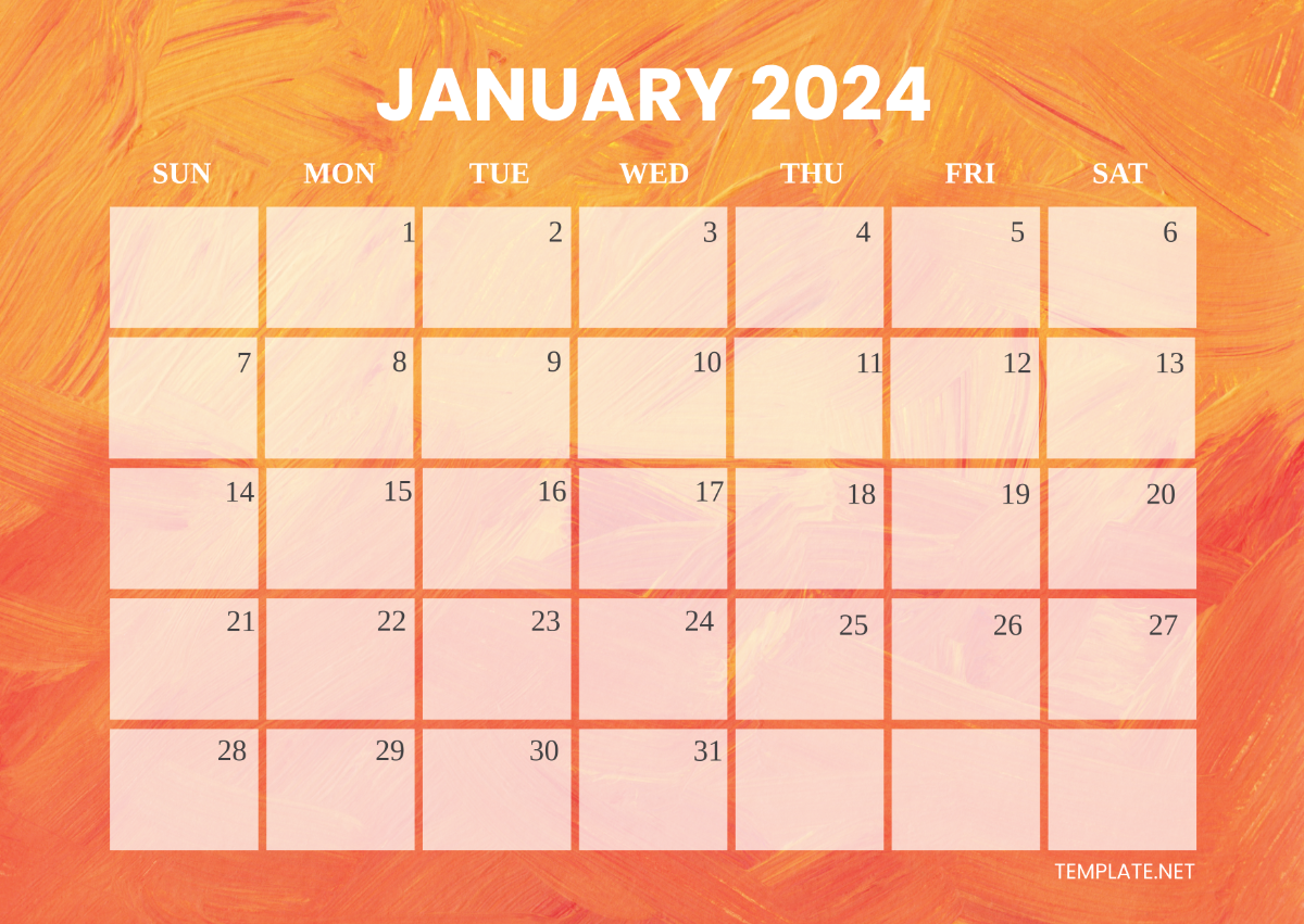 Daily January 2024 Calendar Template