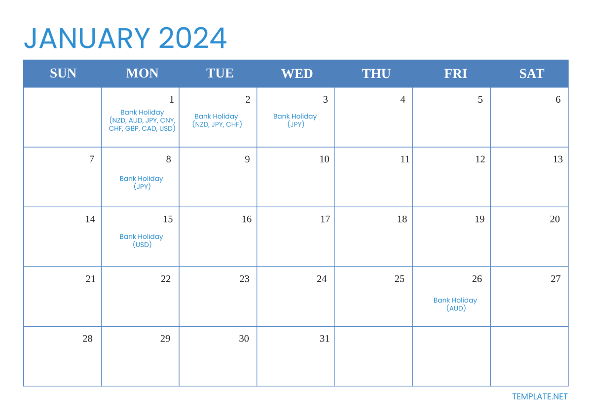 FREE January Calendar 2024 Templates & Examples - Edit Online ...