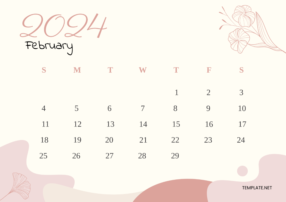 Aesthetic February Calendar 2024 Template Edit Online & Download