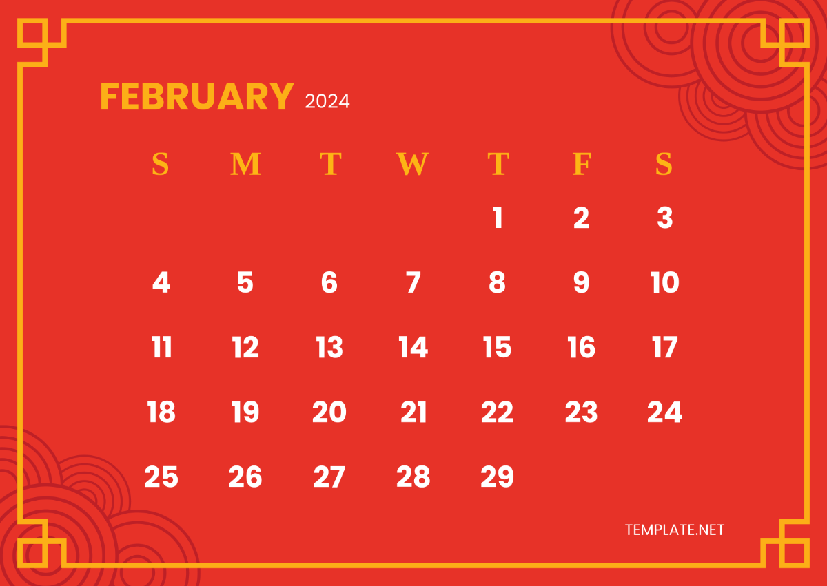February 2024 Chinese Calendar Template