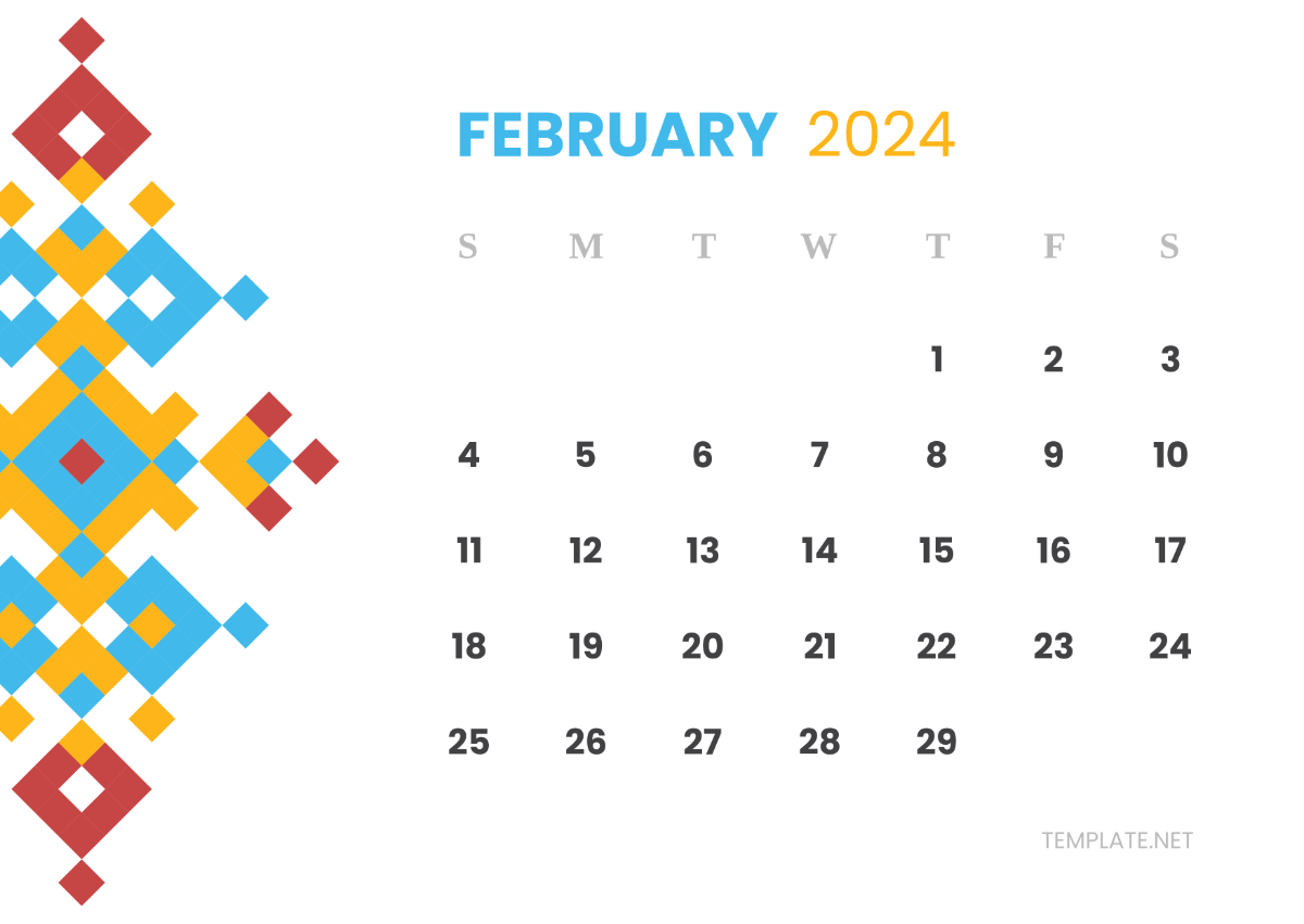 Free February 2024 Calendar with Holidays Philippines Template